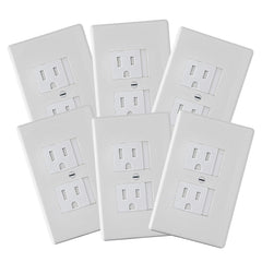 Safety Innovations front view of white self-closing outlet cover showing clean fit and safety