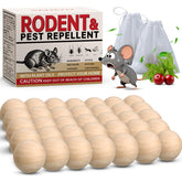 SAHETO front packaging showing 36 peppermint rodent repellent balls and benefits