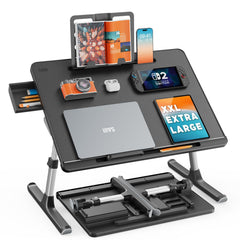 SAIJI lap desk front view showing wide surface and benefits of space