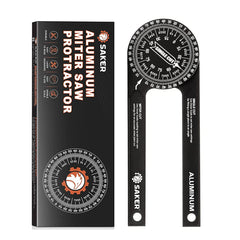 Saker front view packaging showing compact protractor and markings for quick identification