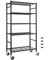 Sakugi front view of 5-tier shelving showing vertical space and accessibility