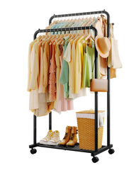 Sakugi front view clothes rack showing sturdy frame and hanging capacity
