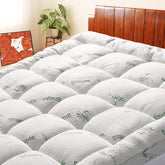 SakuraHome front view of Twin XL topper showing plush surface and neat edges for added comfort