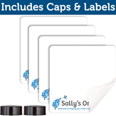 Sally's Organics bottle misting a potted plant, gentle even coverage for foliage