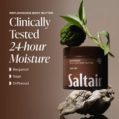 Saltair open jar texture showing creamy fast-absorbing ceramide butter