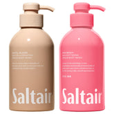 Saltair front packaging showing two 17oz pumps and signature scents benefits