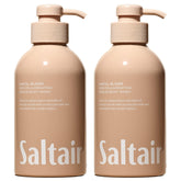 Saltair front packaging showing two Santal Bloom bottles and easy pump benefit