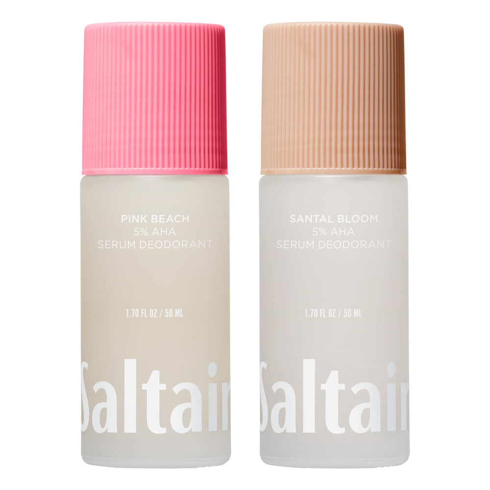 Saltair front packaging showing two signature scent roll-ons and travel-ready design