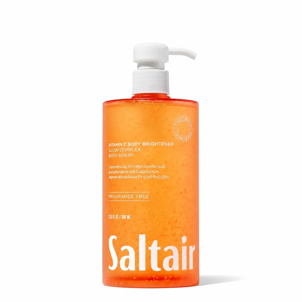Saltair front packaging shows bottle and brightening benefit