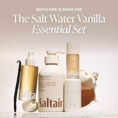 Saltair serum texture close-up on fingertip showing lightweight, absorbent formula