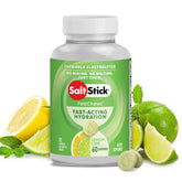 SaltStick front tub view showing lemon lime label and portability benefit