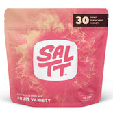 SALTT front packaging fruit variety showing 30 sticks and benefits