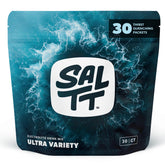 SALTT front packaging showing 30-stick variety pack and zero sugar benefits