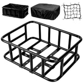 SAMRELAX rear bike basket front view showing roomy cargo area and sturdy frame for heavy loads