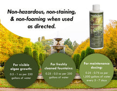 Sanco Industries pouring treatment into fountain demonstrating easy application and fast action