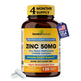 SANDHUHERBALS front bottle showing zinc 50mg label and benefits