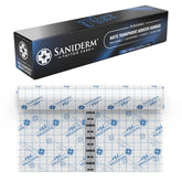 Saniderm Flex roll front view showing size and label benefit protection