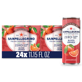 Sanpellegrino front pack showing 24 cans and Italian branding benefit refreshment