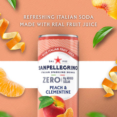 San Pellegrino can held in hand for scale showing portable single-serve convenience