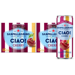 San Pellegrino CIAO Cherry front packaging showing 24-pack and brand appeal