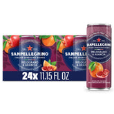 Sanpellegrino front packaging showing Melograno & Arancia cans and bright branding for easy recognition