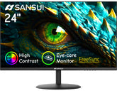 SANSUI 24 inch front view showing frameless display and clear FHD image for productivity