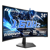 SANSUI 24-inch front view showing curved display and slim bezel benefit immersive viewing