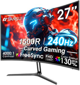SANSUI front view of 27 inch monitor showing immersive curve and sharp image