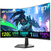 SANSUI front view showing curved screen and thin bezels for immersive display