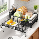 SAYZH dish rack front view showing compact black frame and benefit of space saving