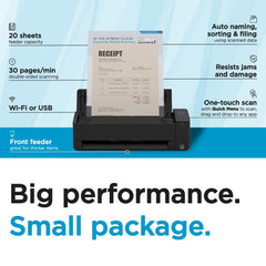 ScanSnap iX1300 paper feeder detail illustrating reliable multi-page handling