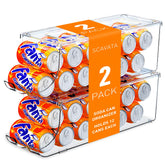 SCAVATA front view of two clear can organizers showing neat storage benefit