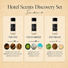 Scentiment oil diffusing in a modern diffuser creating a calm, hotel-like aroma in-room