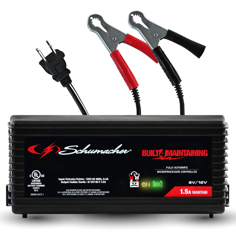 Schumacher Electric SC1355 front panel view showing controls and indicators for easy operation