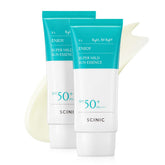 SCINIC front packaging showing SPF50+ sun essence, protects and hydrates