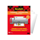 Scotch clear pouch front view showing transparent finish and neat protection
