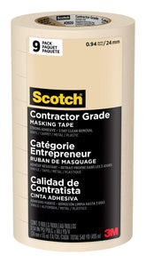 Scotch contractor tape front pack showing nine rolls and label benefits