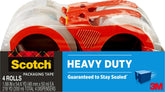 Scotch front packaging view showing four rolls and dispensers for fast packing
