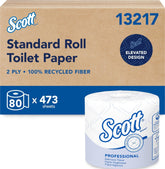Scott Professional front packaging showing 80-roll case and branding benefit