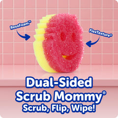 Scrub Daddy Scrub Mommy dual-sided close-up highlighting scrub and sponge surfaces for versatility