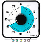 Secura front face showing bright blue visual disk for fast time reading