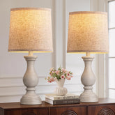 Seealle front view of pair of lamps showing vintage charm and balanced light
