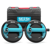 SEESII front view of dual suction cups showing sturdy metal handle and compact kit benefit