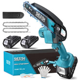 Seesii mini chainsaw front view showing compact design and ready-to-use convenience