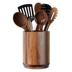 Segtenant acacia wood front view showing tidy utensil storage and farmhouse look