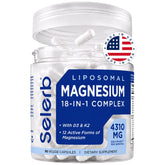 Selerb front packaging showing bottle and product name, clear benefit of full-spectrum magnesium