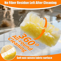 Senowi duster in use on a ceiling fan showing secure fit and effective dust removal