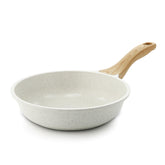 SENSARTE front view of white omelet pan showing compact size and clean rim for easy serving