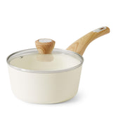 SENSARTE front view white saucepan showing compact design and easy storage benefit