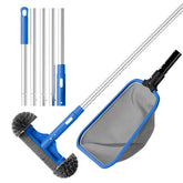 Sepetrel front view kit showing skimmer brush and pole for effective pool care
